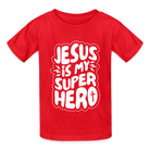 Jesus is my Superhero Kids T-Shirt - red