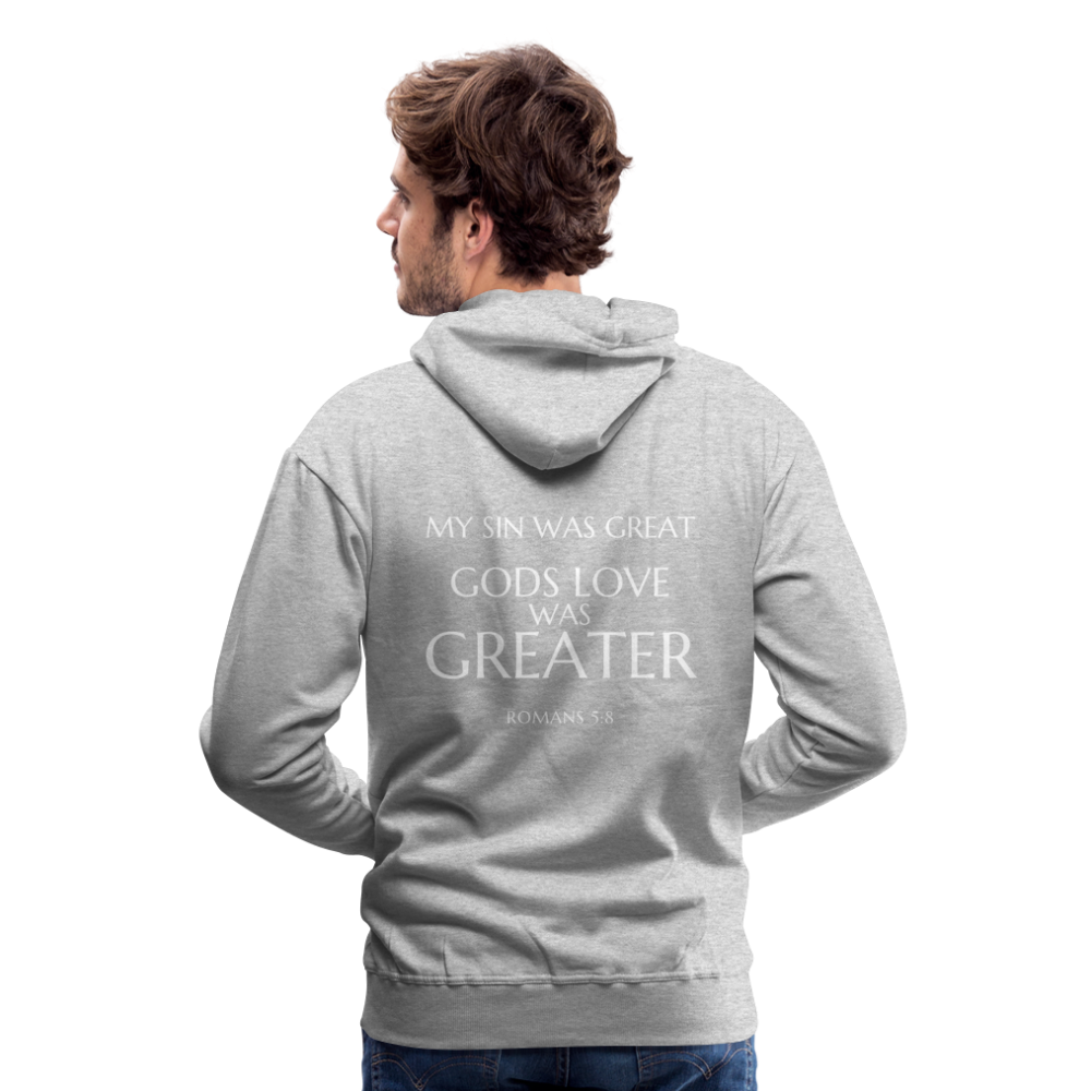 Gods love was greater Men’s Premium Hoodie - heather grey