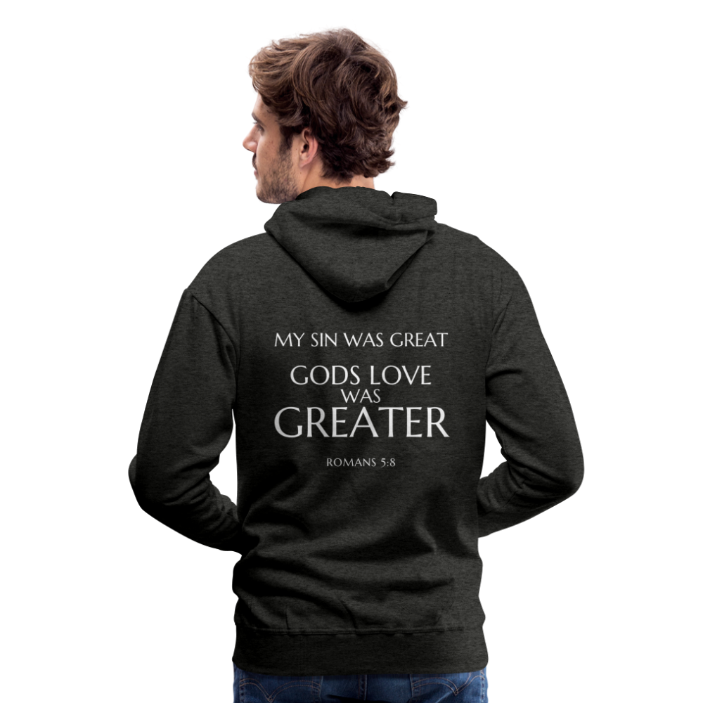 Gods love was greater Men’s Premium Hoodie - charcoal grey