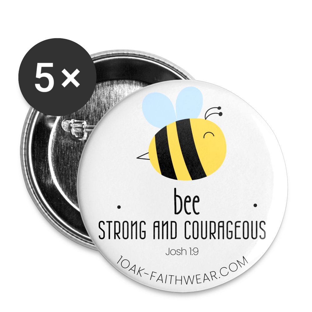 Bee strong & courageous Buttons medium 1.26"/32 mm (5-pack) - white