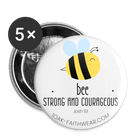 Bee strong & courageous Buttons medium 1.26"/32 mm (5-pack) - white