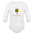 Bee Strong Organic Longsleeve Baby Bodysuit - white