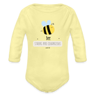 Bee Strong Organic Longsleeve Baby Bodysuit - washed yellow