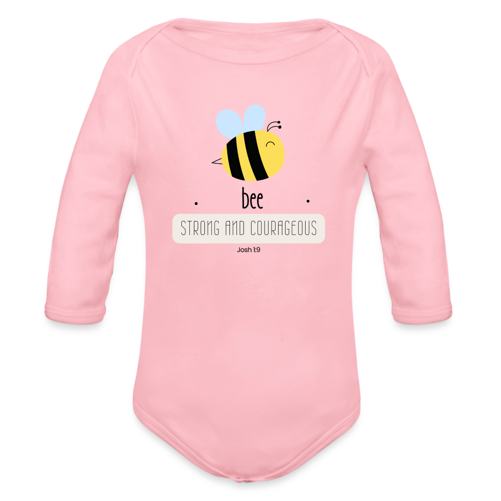 Bee Strong Organic Longsleeve Baby Bodysuit - light pink