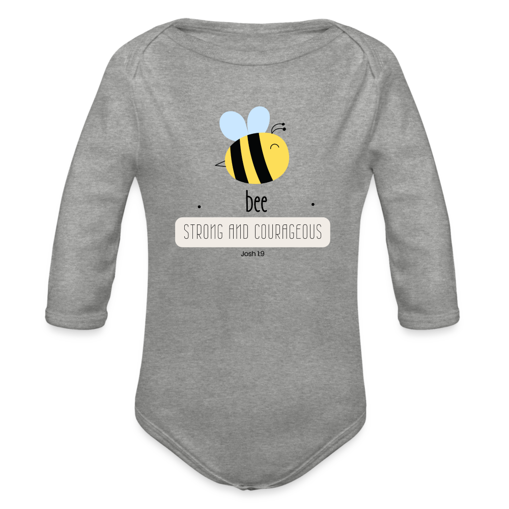 Bee Strong Organic Longsleeve Baby Bodysuit - heather grey