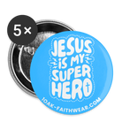 Jesus is my Superhero Buttons large 2.2''/56 mm (5-pack) - white