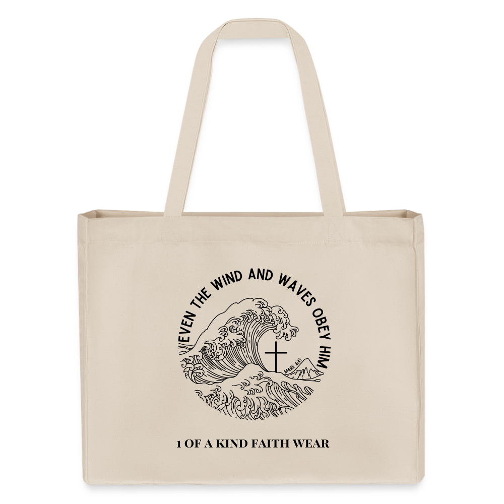 Wind and waves Canvas Shopping Bag - black - natural