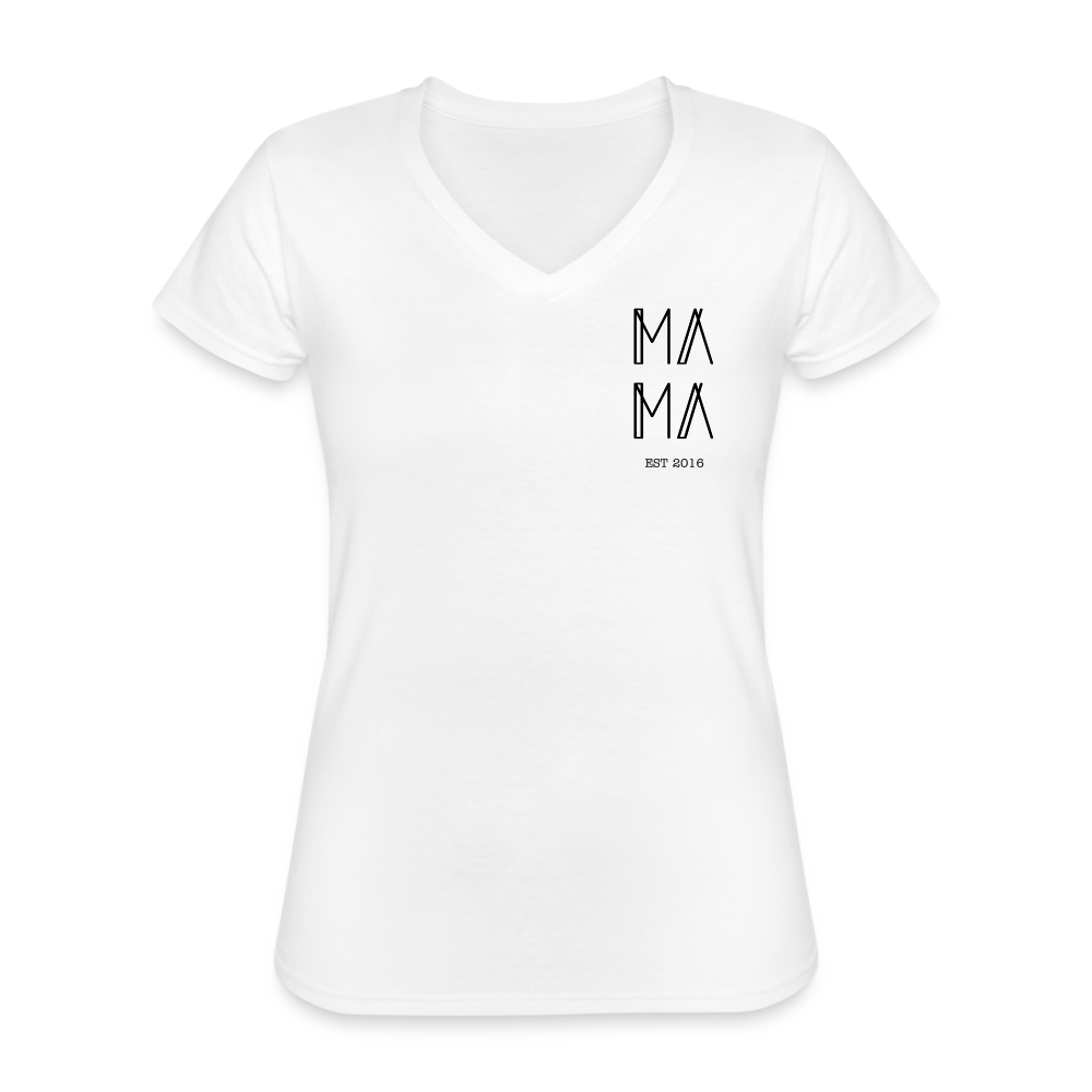 MAMA customizable Women’s V-Neck T-Shirt - white