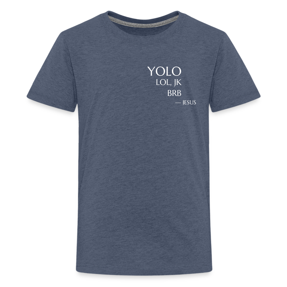 YOLO small font Teenager Premium T-Shirt - heather blue