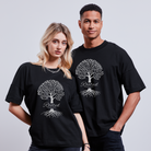 Rooted unisex oversize organic T-shirt - black