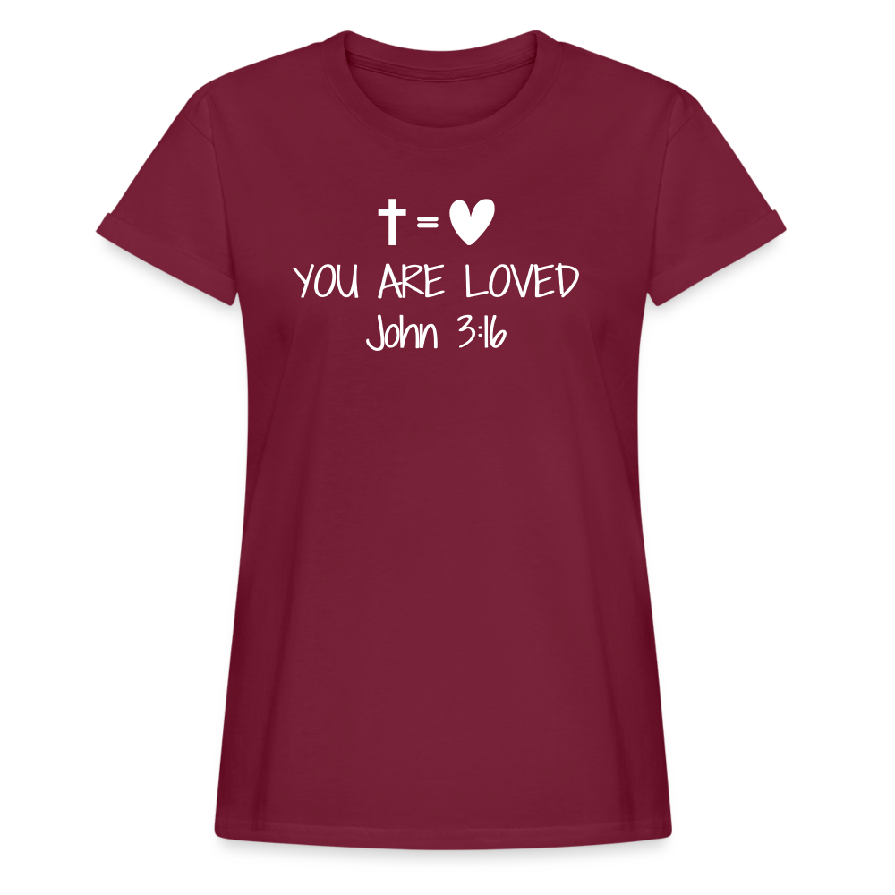 You are loved Women’s Oversize T-Shirt - bordeaux